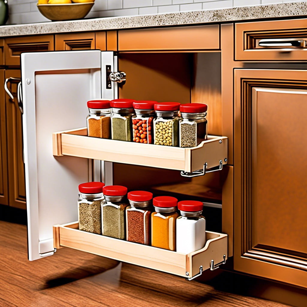 compact slide out spice rack for small kitchens
