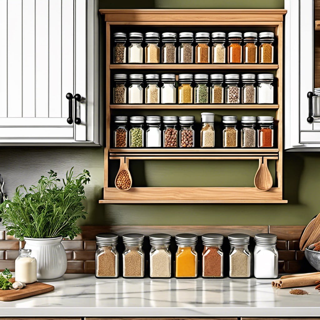 create a farmhouse inspire backsplash spice display