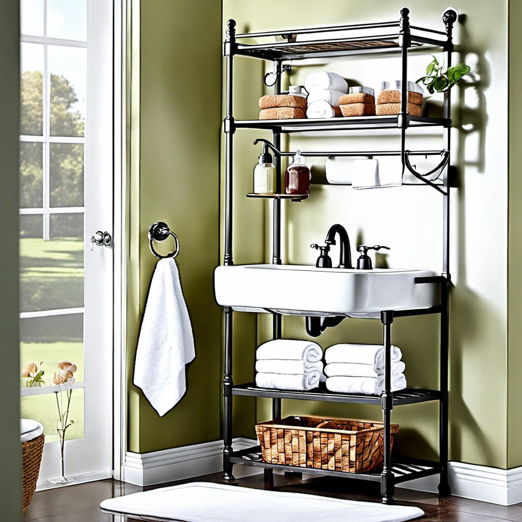 diy bakers rack bathroom projects