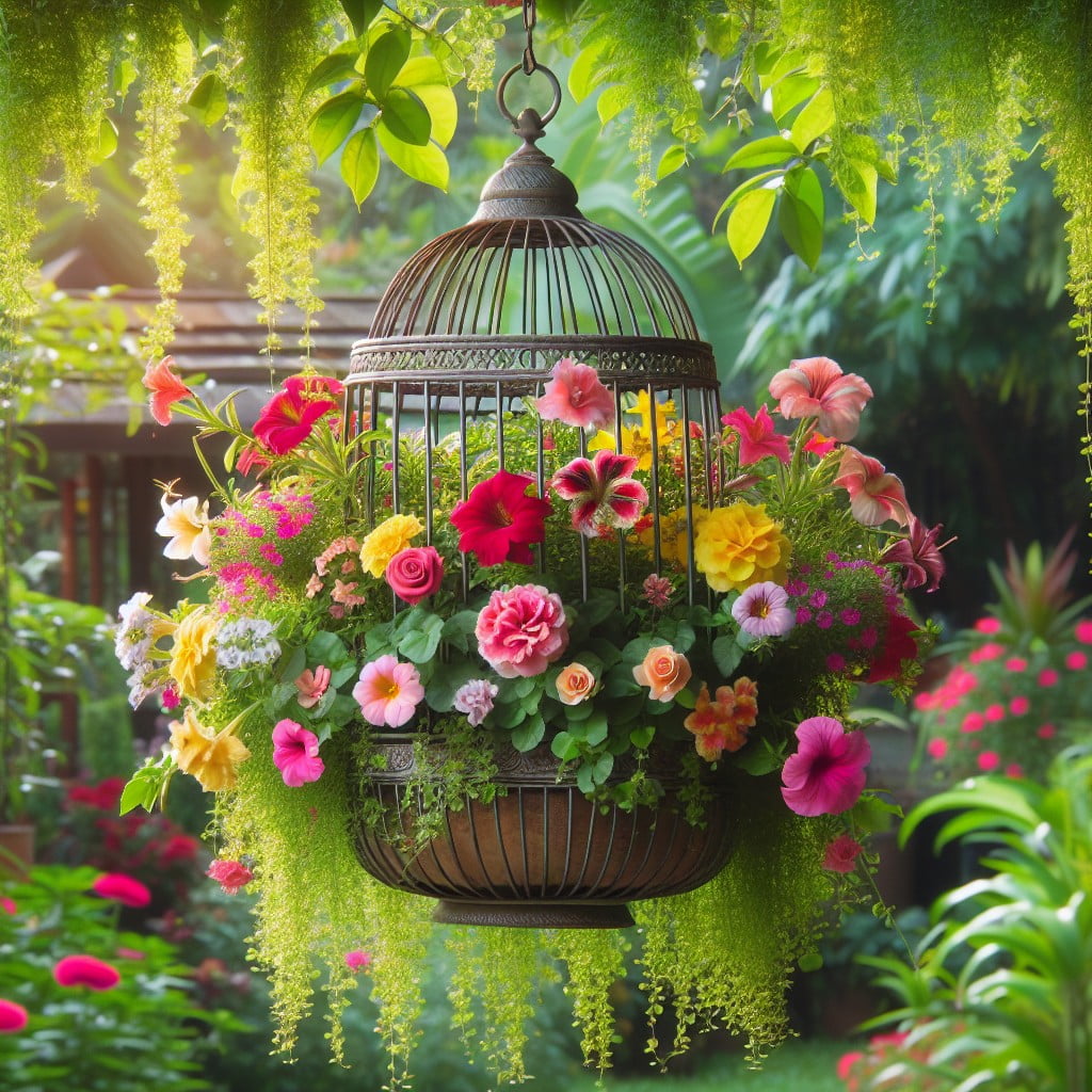 diy birdcage flower planter