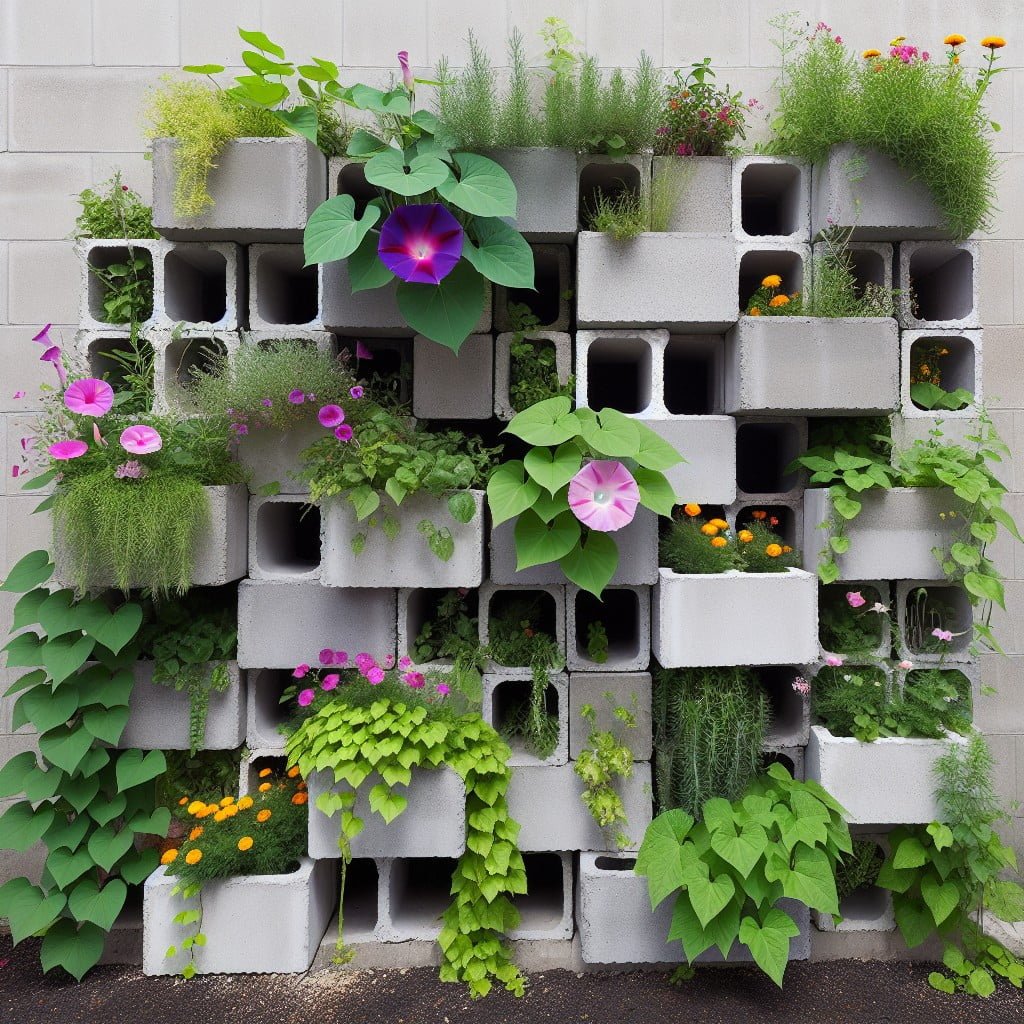 diy cinder block vertical planter