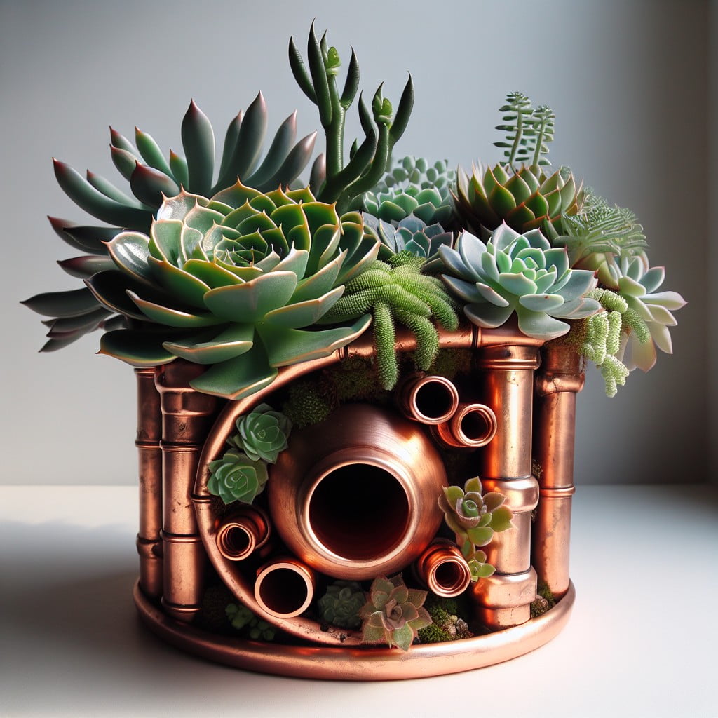 diy copper pipe succulent planter