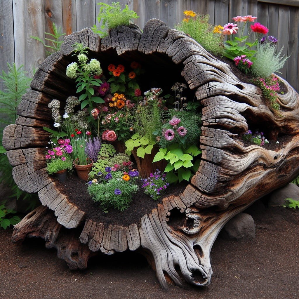 diy hollow log planter