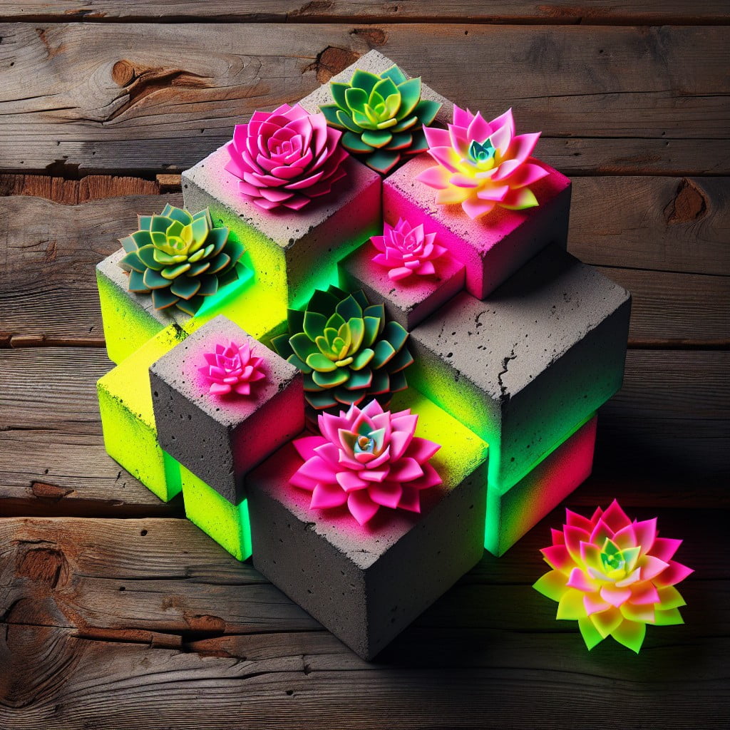 diy neon concrete block planter