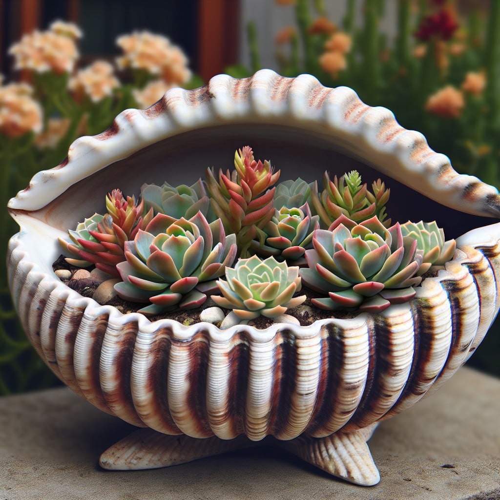 diy seashell succulent planter