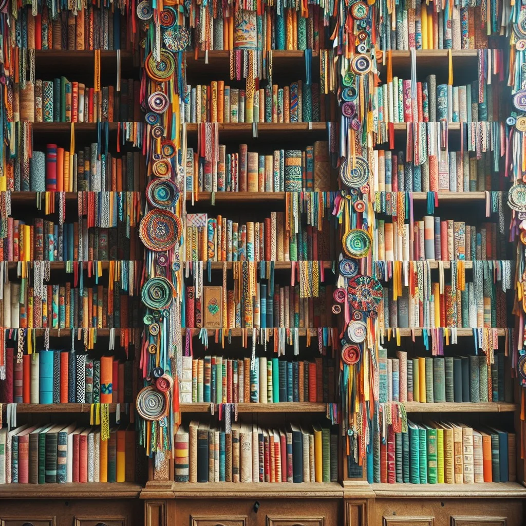 diy streamer curtain for bookshelves