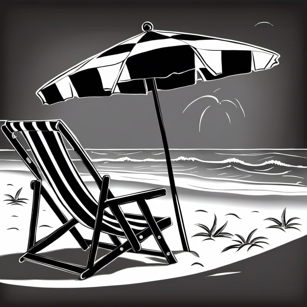 drawing of a beach chair and umbrella