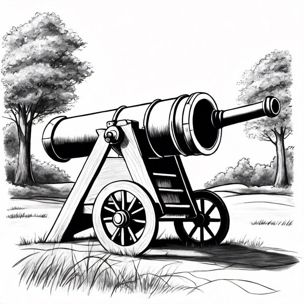 easy how to draw a cannon tutorial and cannon coloring page