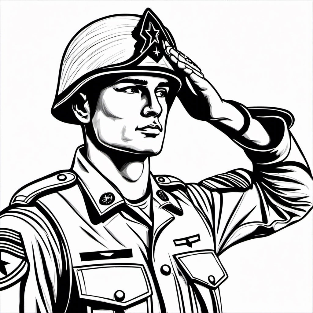 easy how to draw a soldier saluting tutorial and solider coloring page
