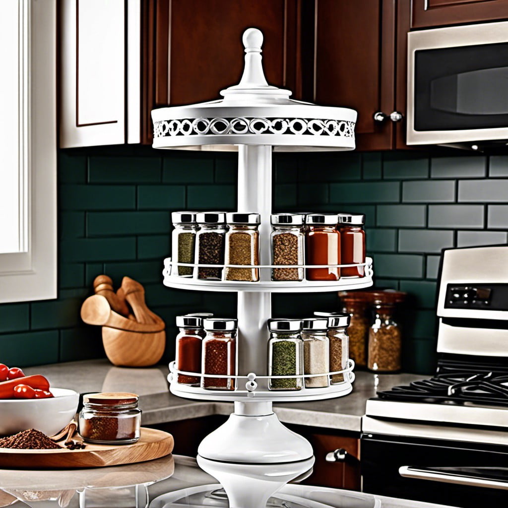 elegant tiered carousel spice rack