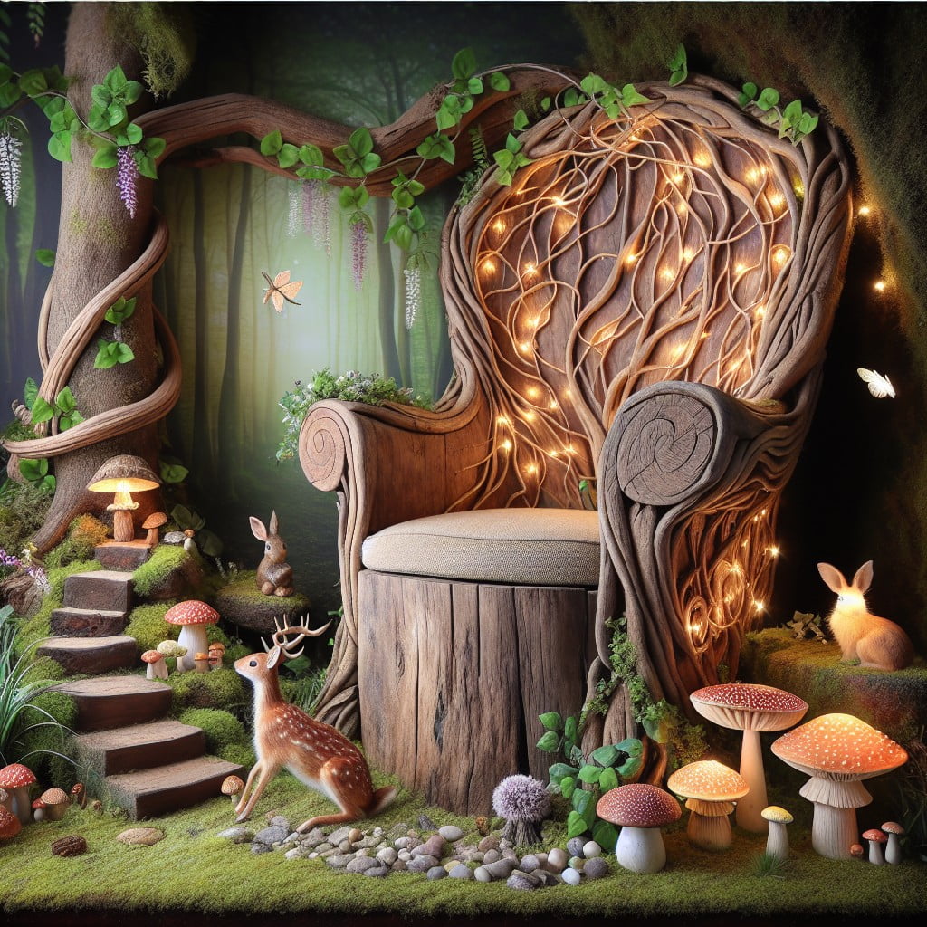 fairy tale inspired tree stump chair