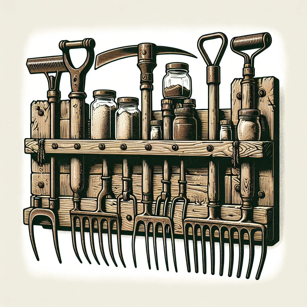 farm tools wall mount spice rack