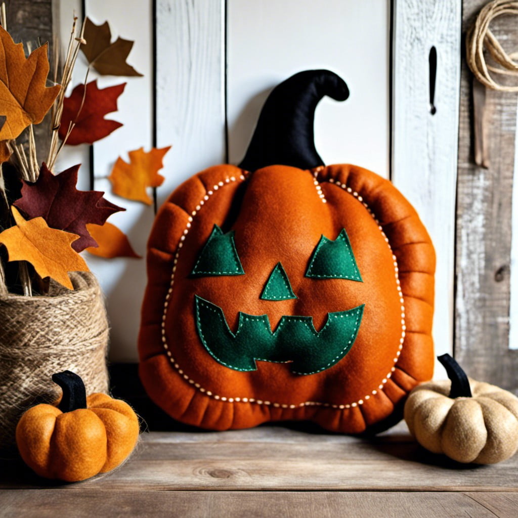 felt rustic pumpkin pillow