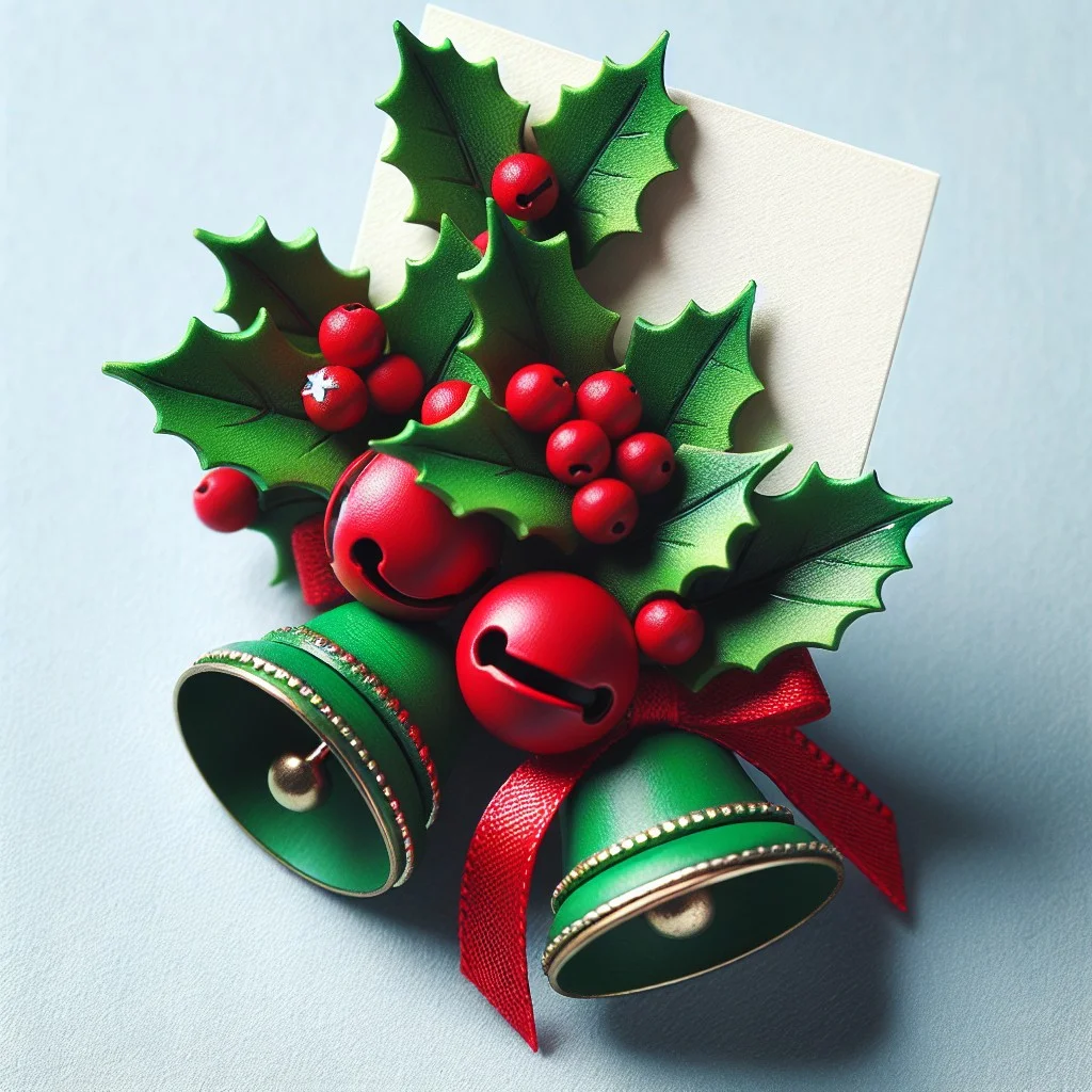 festive jingle bell and holly holders