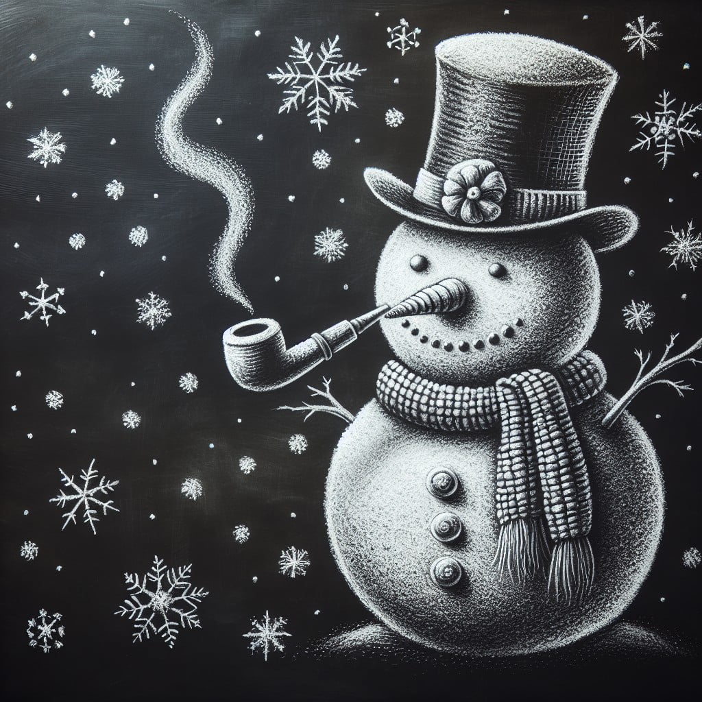 frosty the snowman with chalk snowflakes