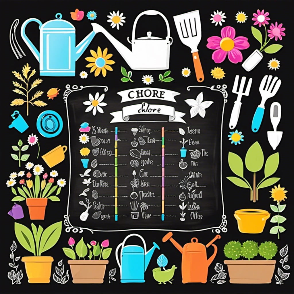 garden themed chalkboard chore chart