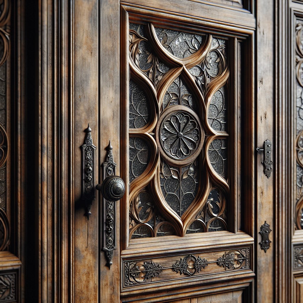 gothic styled vintage pantry door with essence of glass