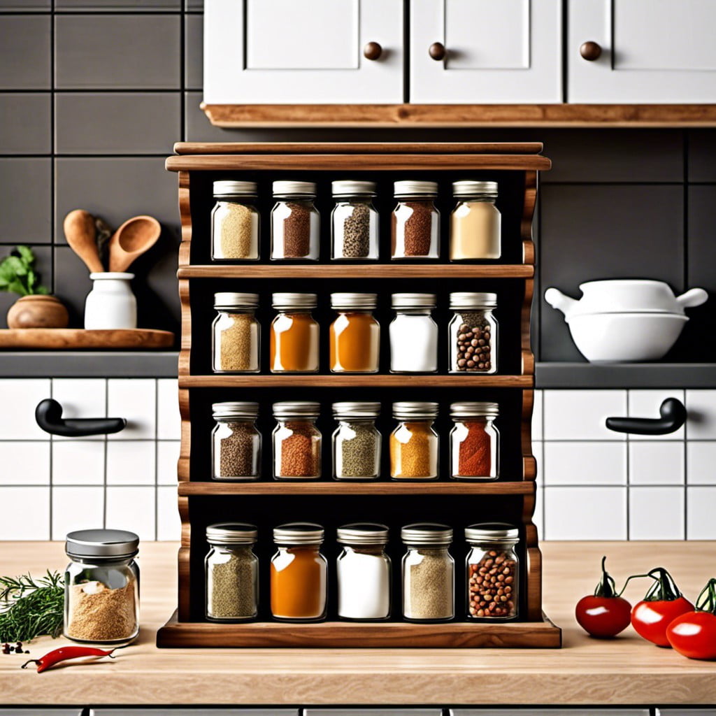 grated spice rack for a rustic look