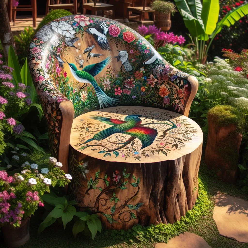 hand painted stump chairs