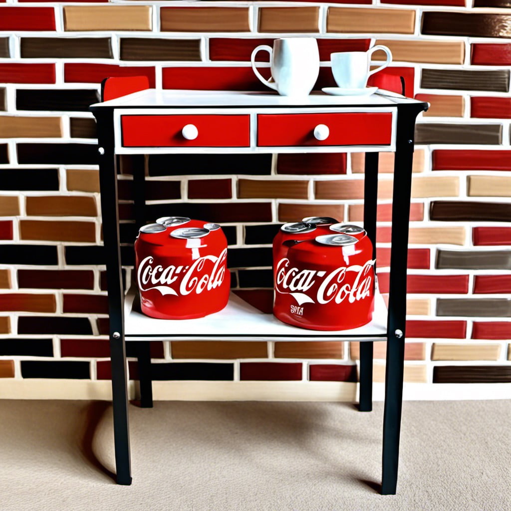 homemade coca cola bakers rack side table