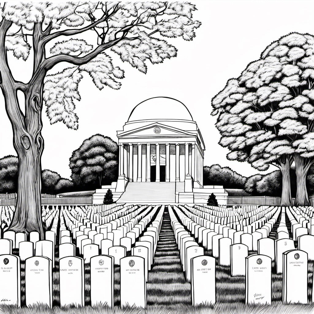 how to draw arlington national cemetery and coloring page