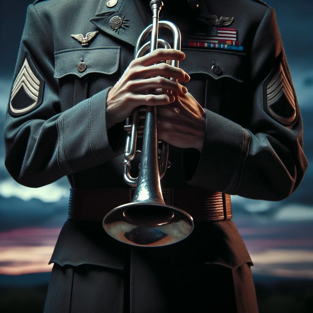 how to draw taps being played on a bugle