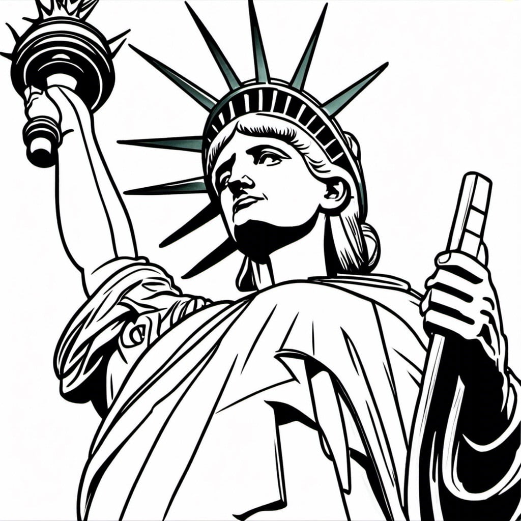 how to draw the statue of liberty and coloring page