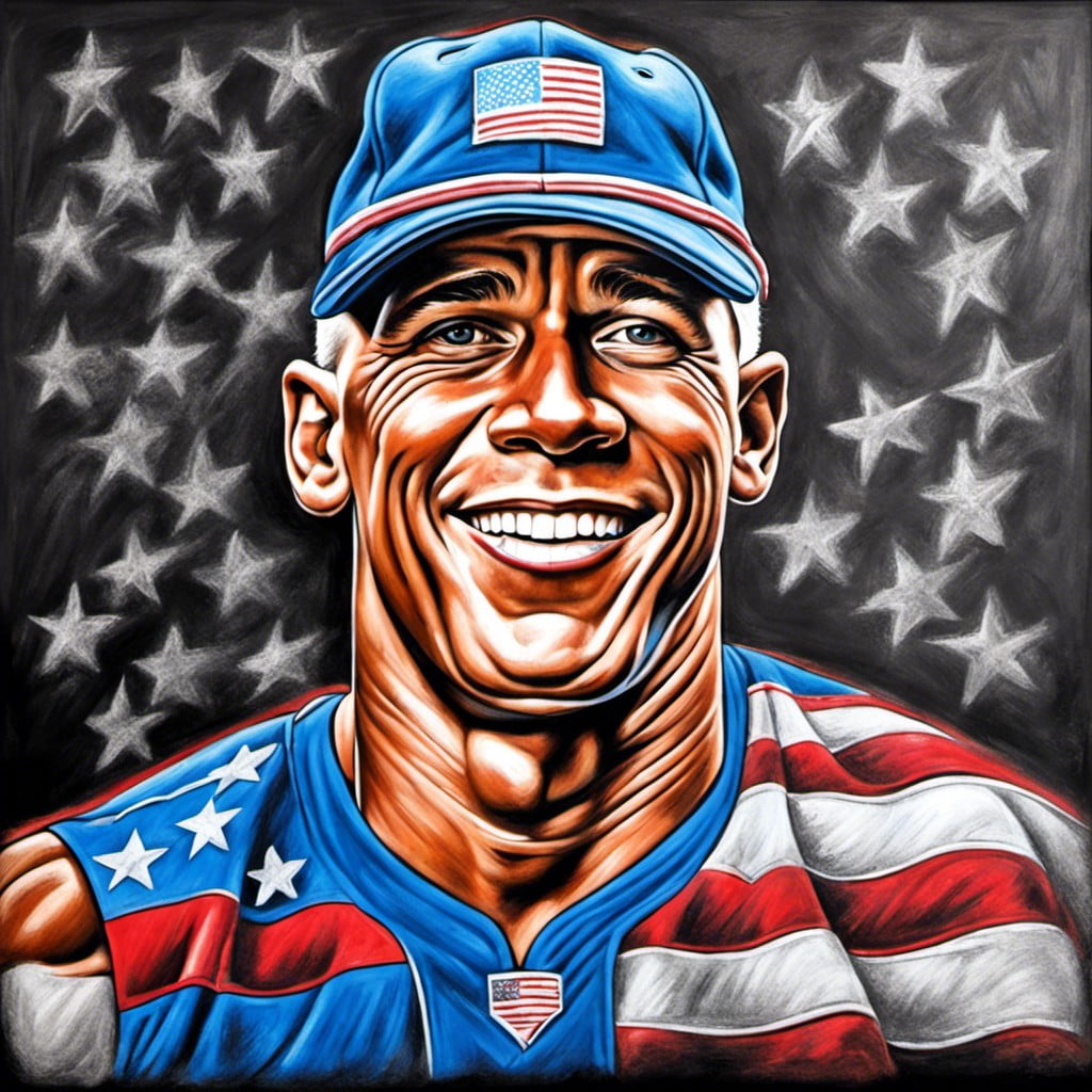 iconic american sportsman in chalk art