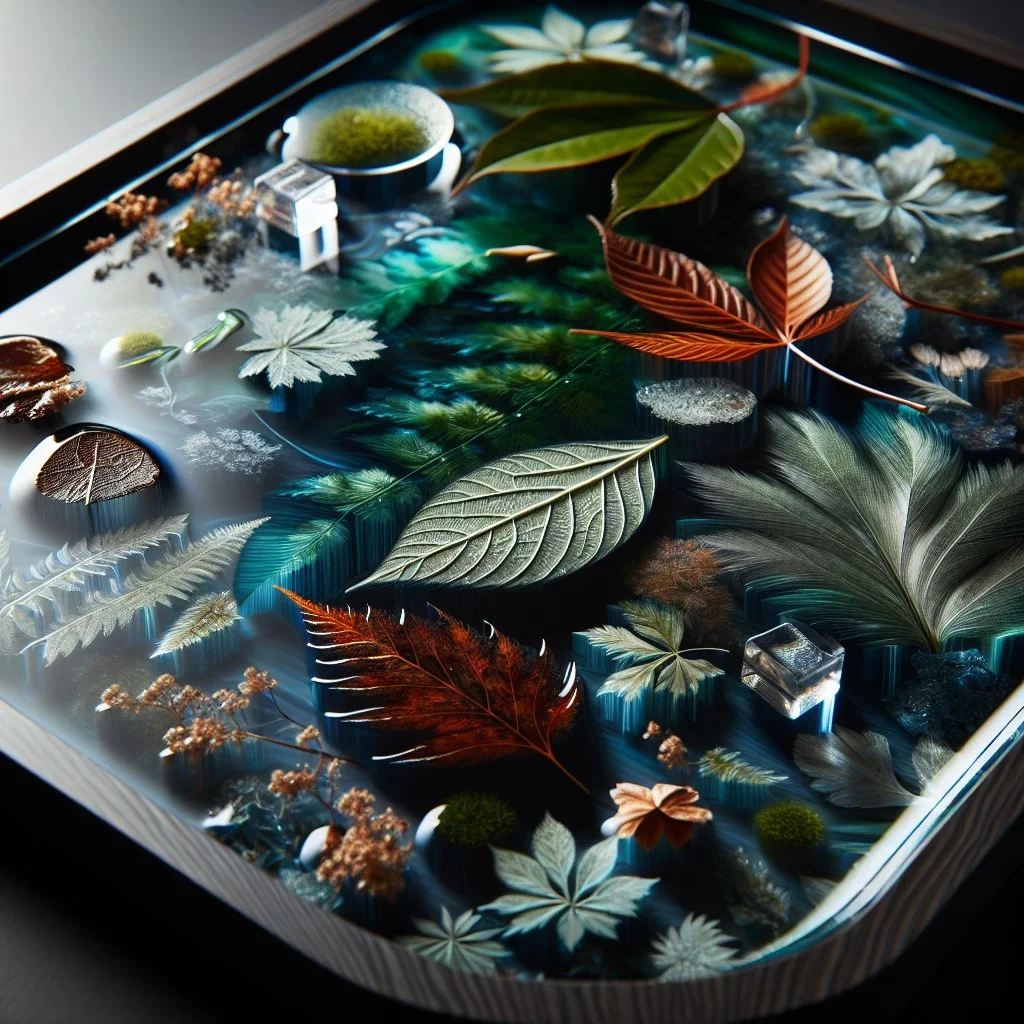 idea 2 botanical epoxy tray with real leaves