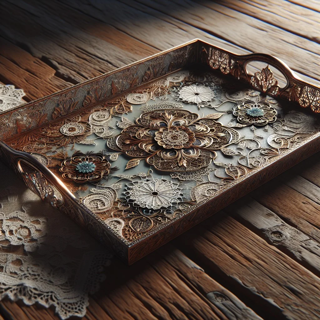 idea 7 vintage lace epoxy tray