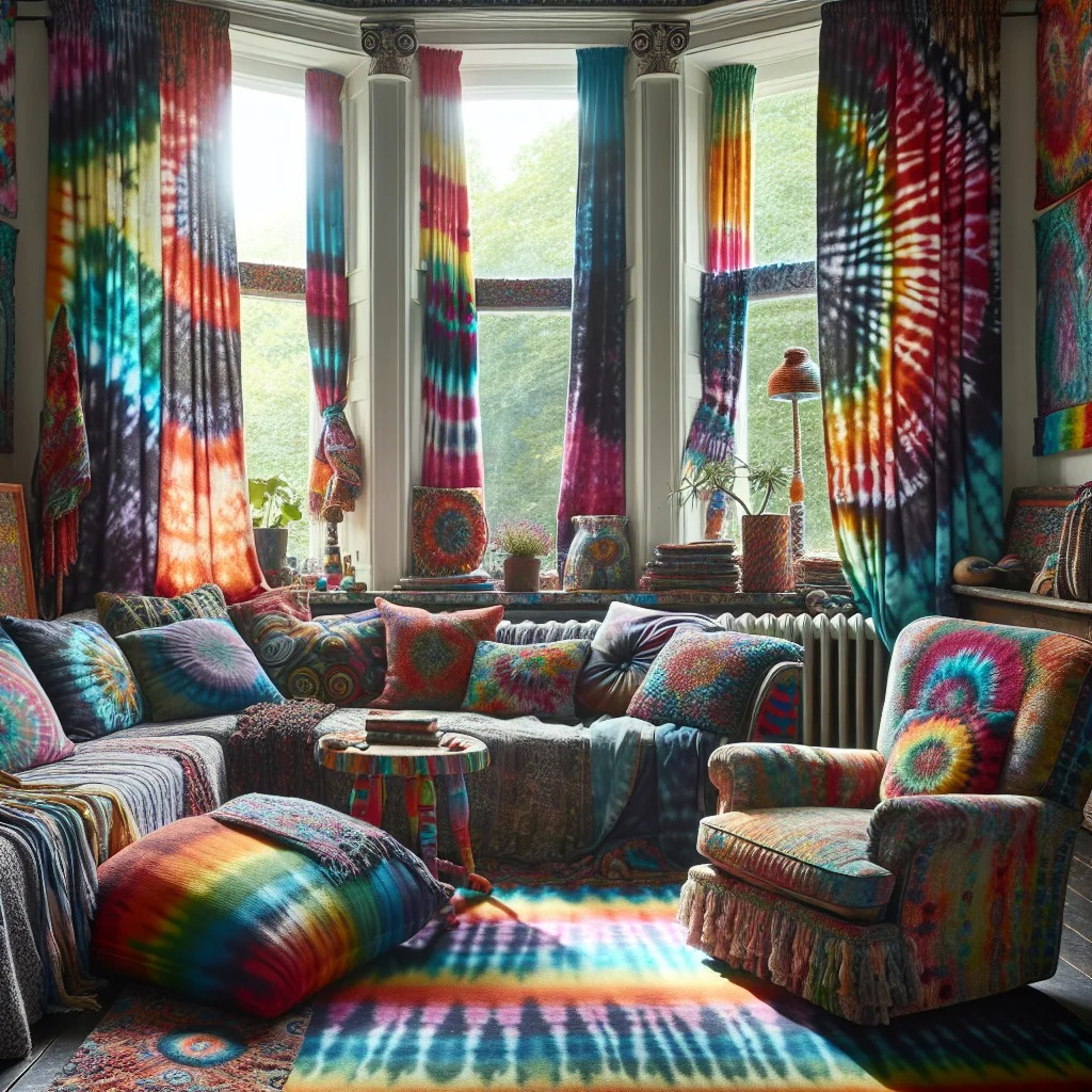 incorporate tie dye patterns into cushions blankets and curtains