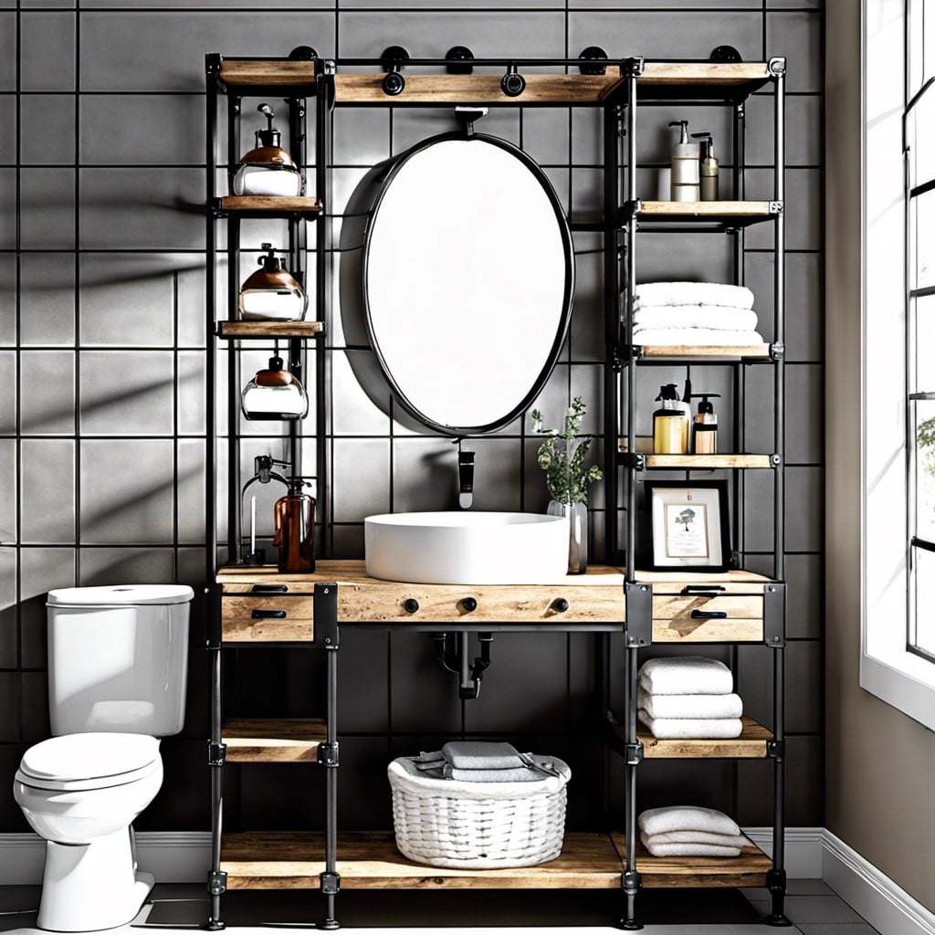 industrial style in bathroom storage