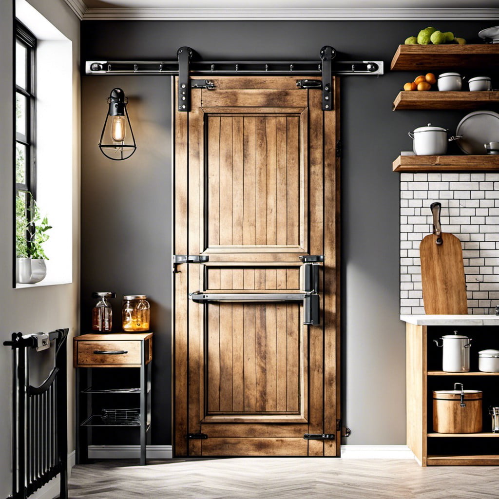 industrial style swinging pantry doors