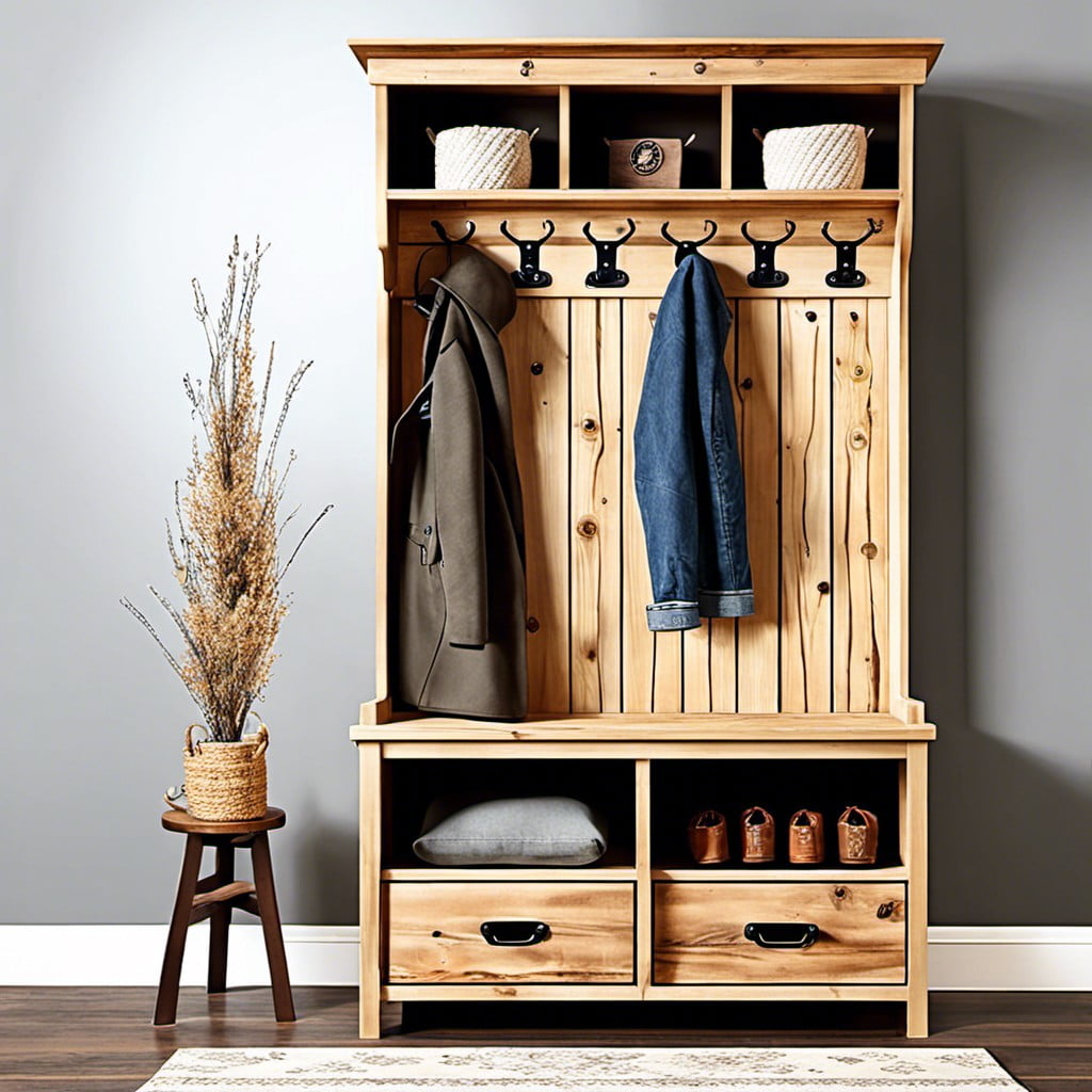 integrating storage in your farmhouse coat hanger