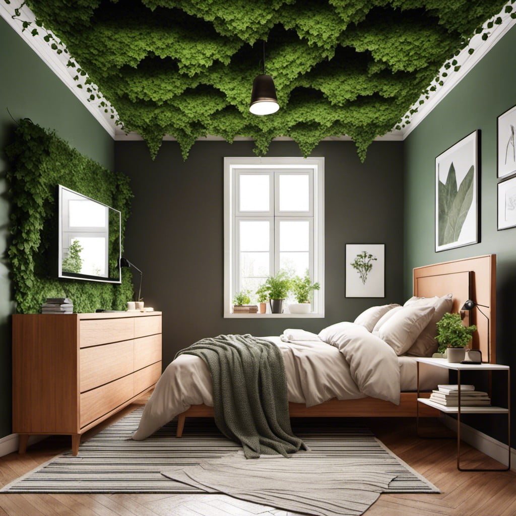 ivy covered bedroom ceiling