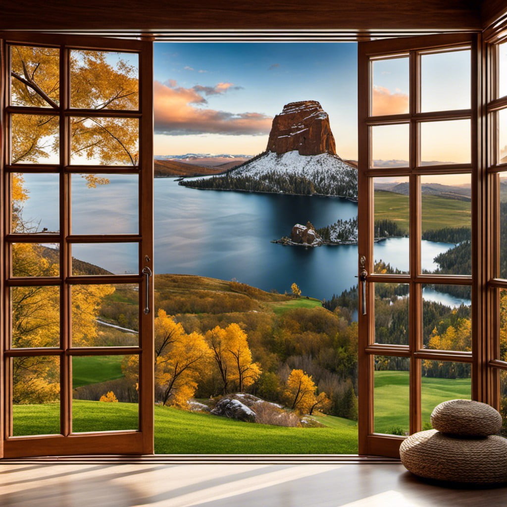 landscape photos window pane