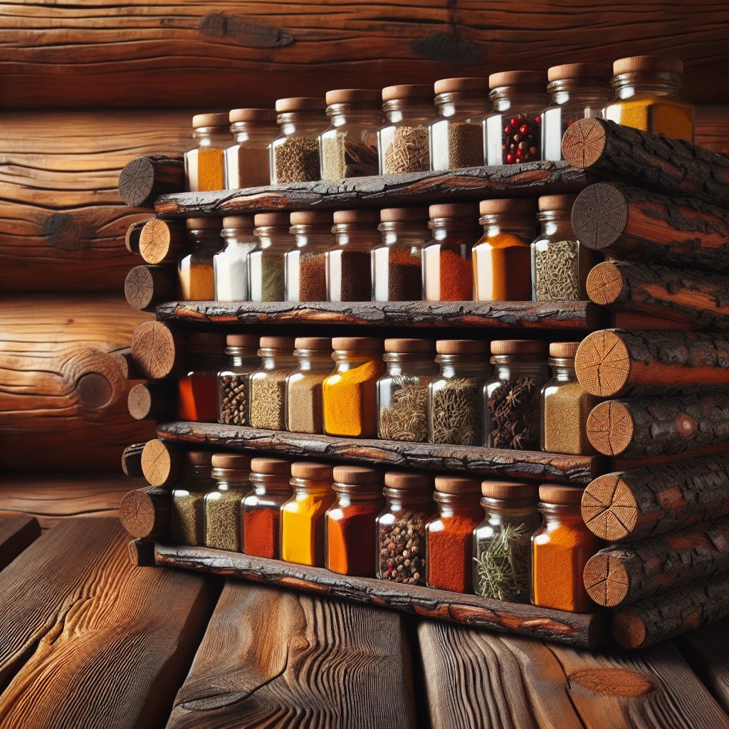 log cabin style spice rack