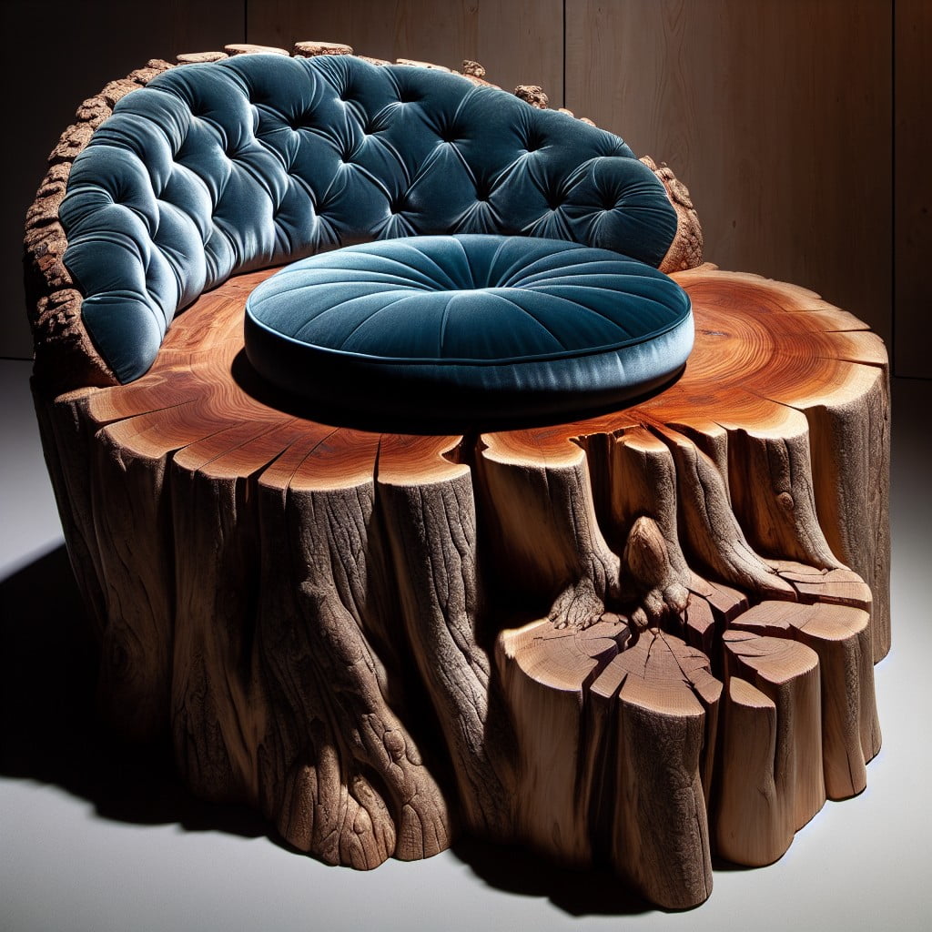 luxury tree stump chair with velvet cushion pad