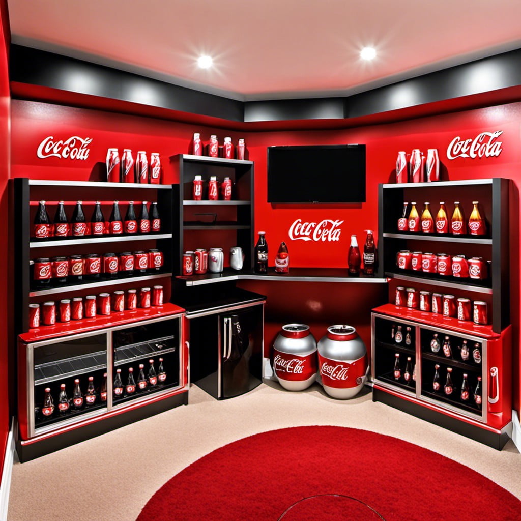 man cave coca cola display shelving ideas