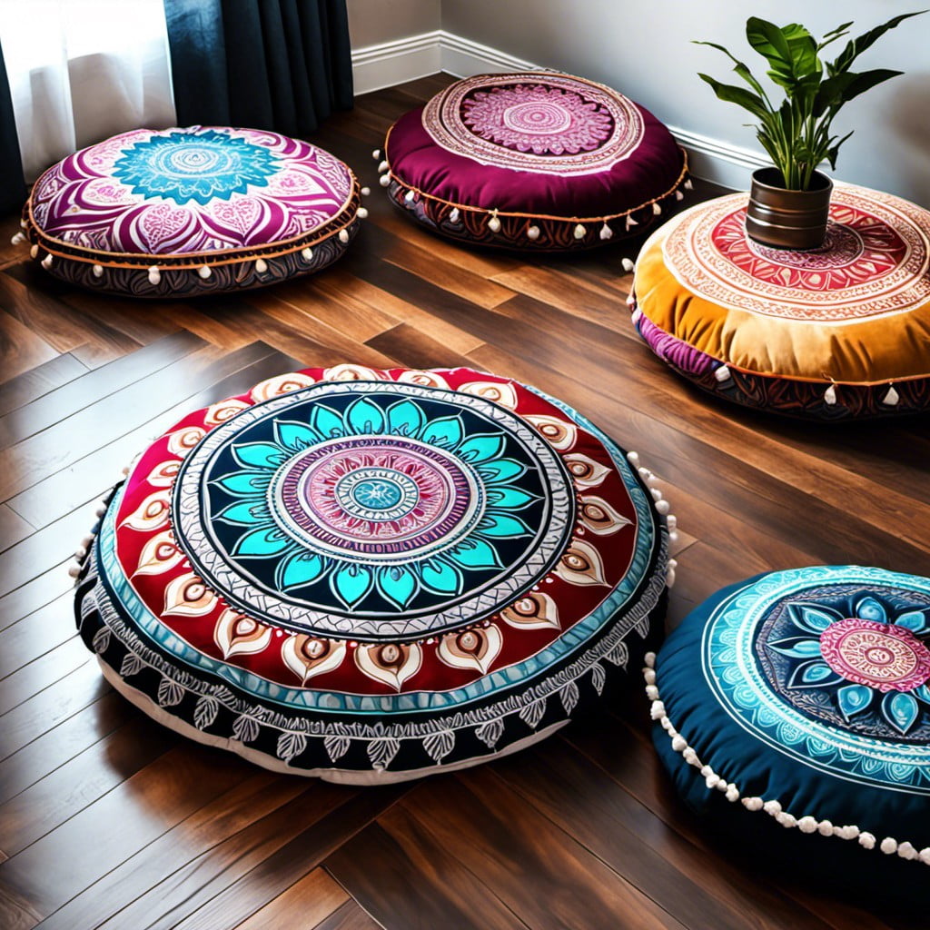 mandala themed floor cushions