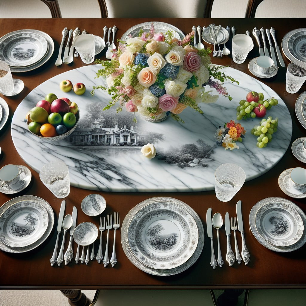 marble tray as an elegant dining table centerpiece