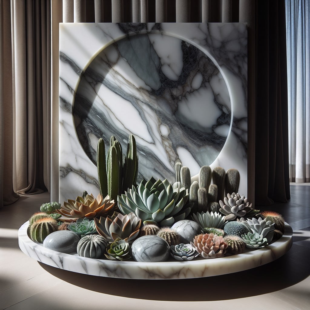 marble tray with succulent arrangement