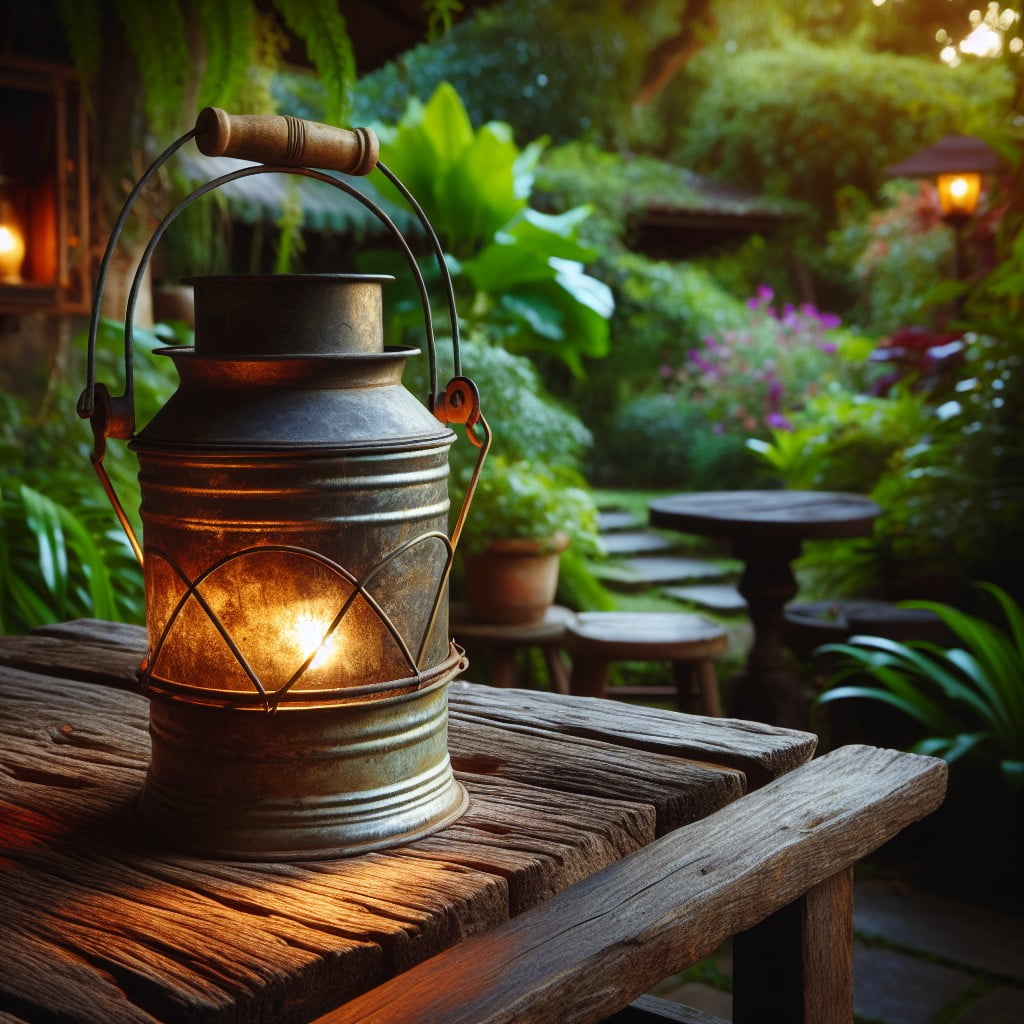 metal bucket outdoor lantern