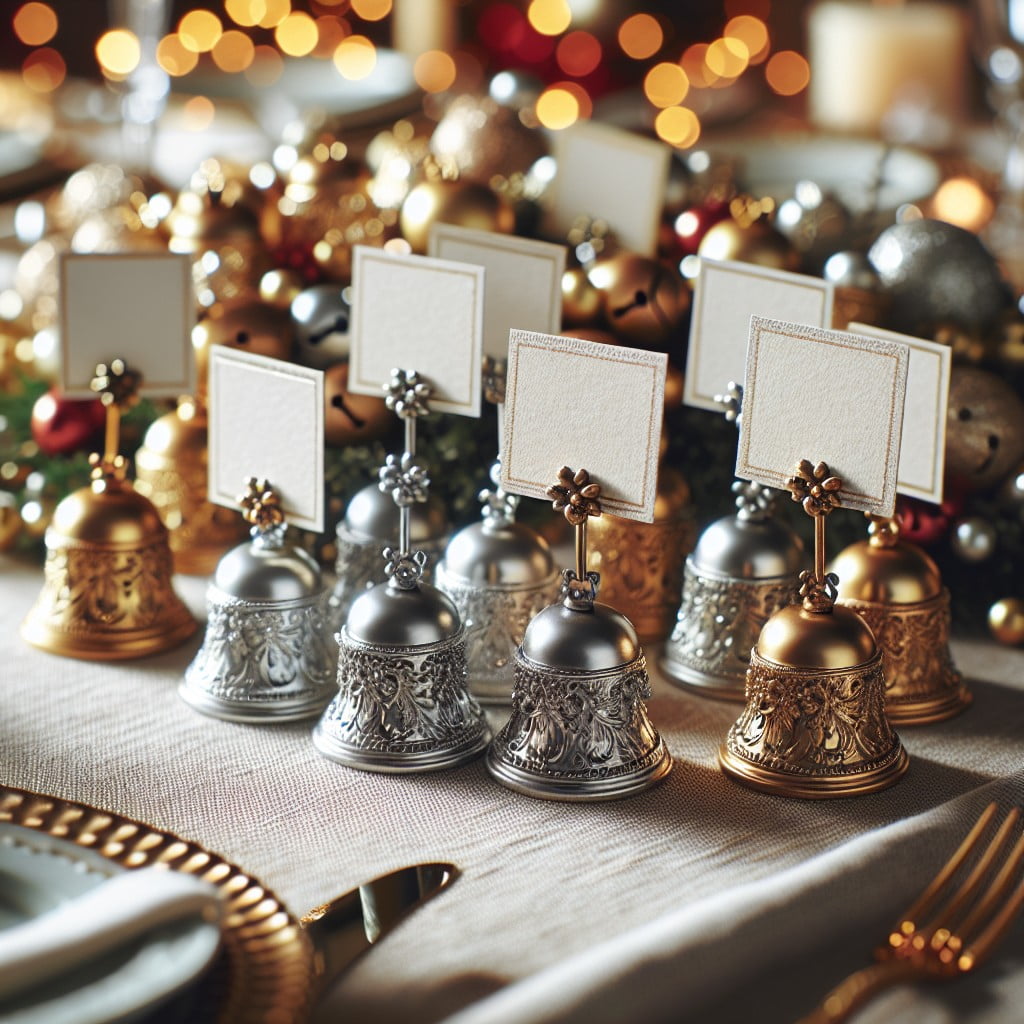 metallic jingle bell place card holders