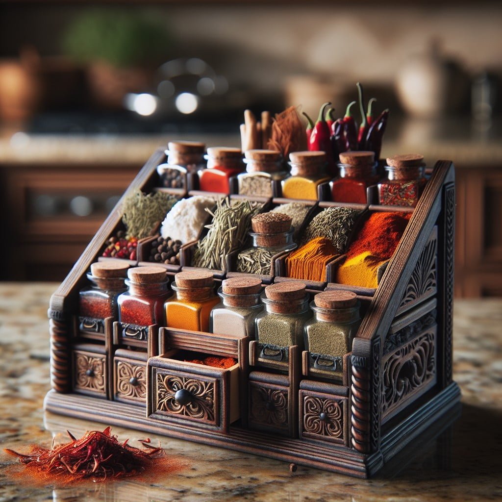 miniature wooden crate spice organizer