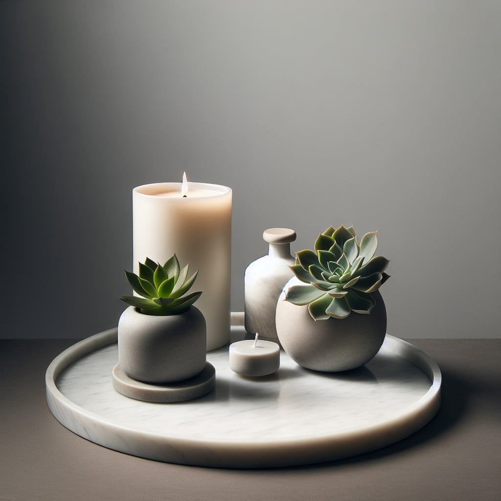 minimalistic marble tray arrangement