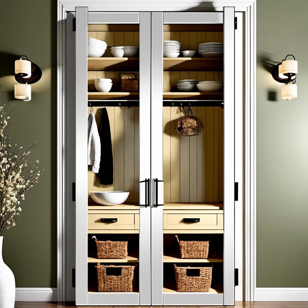 mirror accent on swinging pantry doors