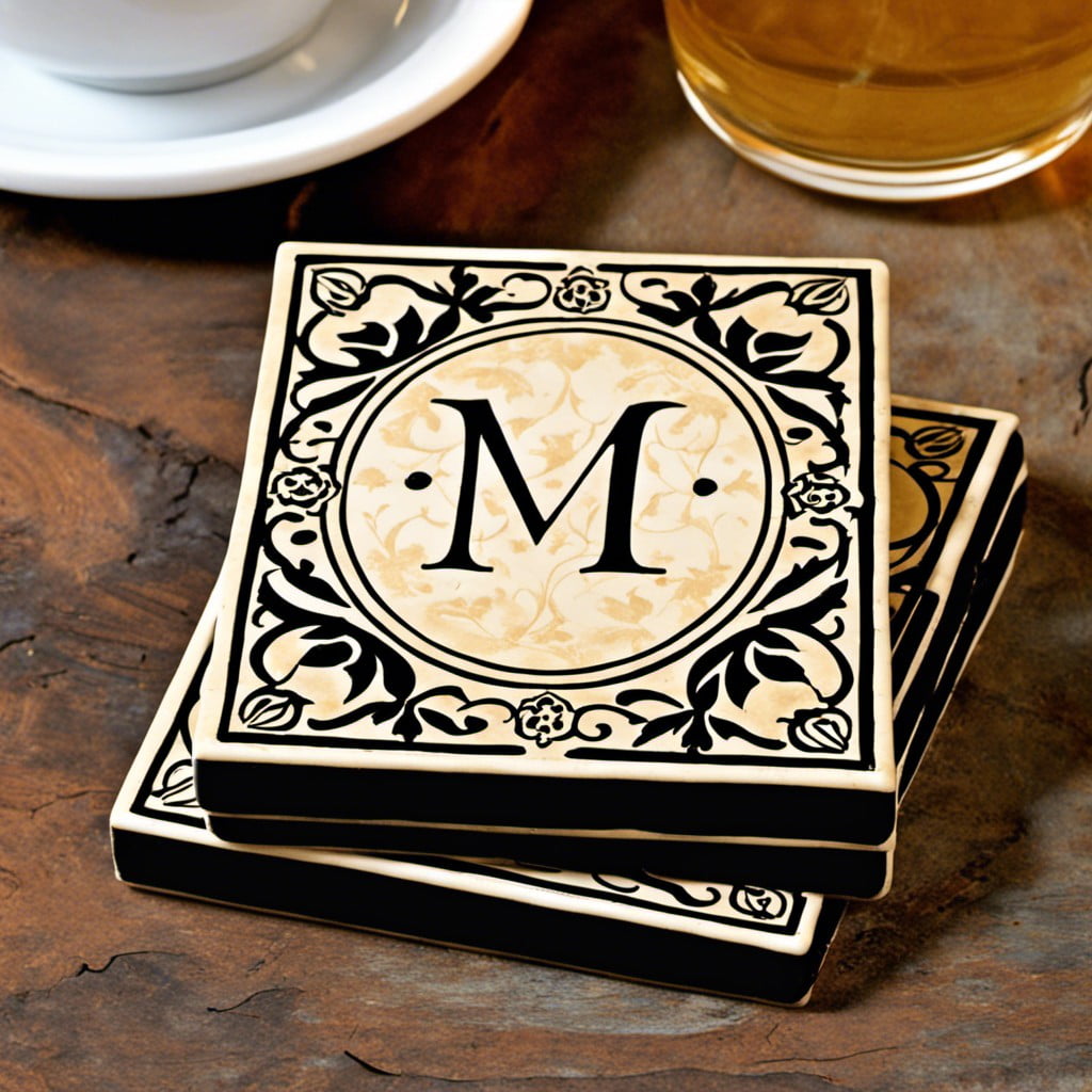 monogram ideas for stamped tile coasters