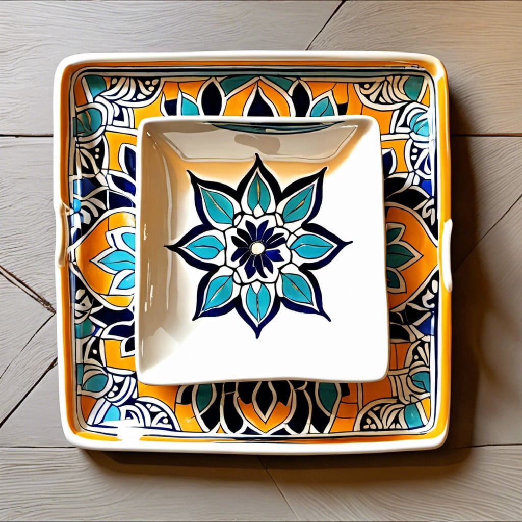 morrocan tile inspired ceramic tray for exotic vibe