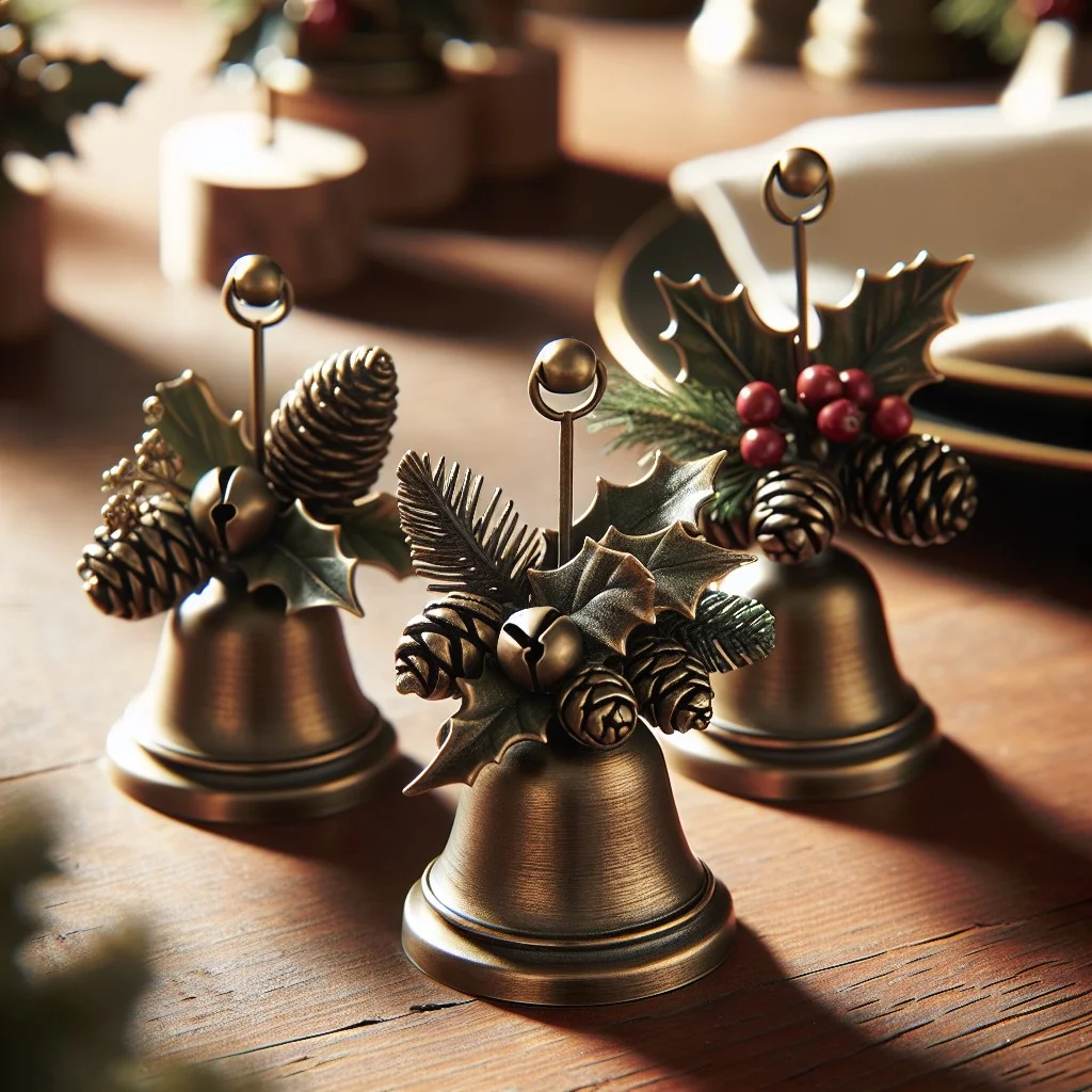 nature inspired jingle bell place card holders